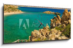 Obraz s hodinami 1D panorama - 120 x 50 cm F_AB19180487 - Turquoise bay