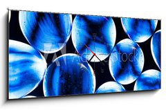 Obraz s hodinami   blue gass beads, 120 x 50 cm