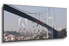 Obraz s hodinami   Erste Bosporusbr cke in Istanbul  T rkei, 120 x 50 cm