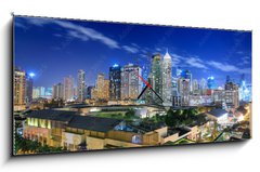 Obraz s hodinami   Eleveted, night view of Makati, the business district of Metro Manila, Philippines, 120 x 50 cm