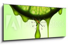 Obraz s hodinami 1D panorama - 120 x 50 cm F_AB1949563 - lemon juice - citronová šťáva