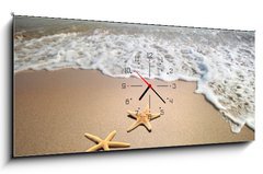 Obraz s hodinami 1D panorama - 120 x 50 cm F_AB19804151 - two starfish on a beach