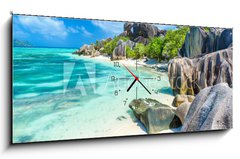 Obraz s hodinami 1D panorama - 120 x 50 cm F_AB199617709 - Source d`Argent Beach at island La Digue, Seychelles