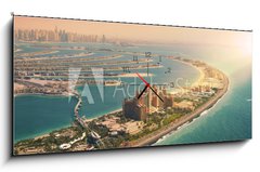 Obraz s hodinami   Palm Island in Dubai, aerial view, 120 x 50 cm