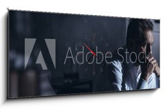 Obraz s hodinami 1D panorama - 120 x 50 cm F_AB206946268 - Alcoholic businessman in depression - Alkoholický podnikatel v depresi