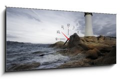 Obraz s hodinami 1D panorama - 120 x 50 cm F_AB2084053 - lighthouse - maják