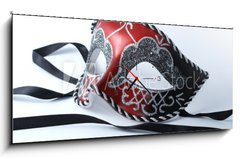 Obraz s hodinami 1D panorama - 120 x 50 cm F_AB2090419 - venetian mask - bentsk maska