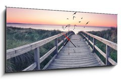 Obraz s hodinami 1D panorama - 120 x 50 cm F_AB209320848 - romantisches Strandpanorama - romantické pláže panorama