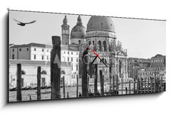 Obraz s hodinami   Gondolas and Santa Maria della Salute church in Venice, 120 x 50 cm