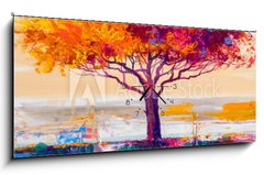 Obraz s hodinami 1D panorama - 120 x 50 cm F_AB213955813 - Tree oil painting, artistic background