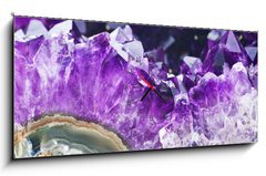 Obraz s hodinami 1D panorama - 120 x 50 cm F_AB21483665 - Amethyst druse over agate rock