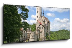 Obraz s hodinami 1D panorama - 120 x 50 cm F_AB22034617 - Germany: Burg Lichtenstein, a fairy-tale castle