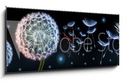 Obraz s hodinami 1D panorama - 120 x 50 cm F_AB220799750 - Pusteblumen und Glhwrmchen