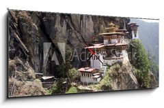 Obraz s hodinami   Taktshang Goemba, Bhutan, 120 x 50 cm