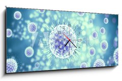 Obraz s hodinami   3d rendering virus, bacteria, cell, 120 x 50 cm