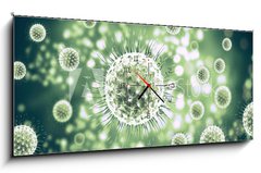 Obraz s hodinami   3d rendering virus, bacteria, cell, 120 x 50 cm