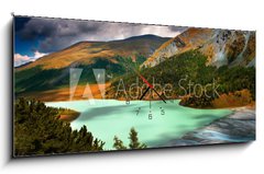 Obraz s hodinami 1D panorama - 120 x 50 cm F_AB2232695 - akkem lake - akkem jezero