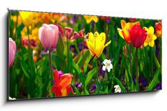 Obraz s hodinami 1D panorama - 120 x 50 cm F_AB22368524 - Sea of flowers