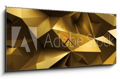 Obraz s hodinami 1D panorama - 120 x 50 cm F_AB224714765 - 3d render, abstract gold crystal background, faceted texture, macro panorama, wide panoramic polygonal wallpaper