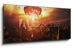 Obraz s hodinami 1D panorama - 120 x 50 cm F_AB225976948 - nuclear explosion - jaderný výbuch