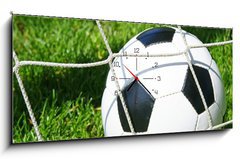 Obraz s hodinami 1D panorama - 120 x 50 cm F_AB22690758 - Fu ball Tor / Soccer Goal - Fu koule Tor / fotbalový gól