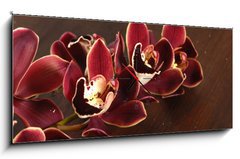 Obraz s hodinami   Lay down tiger s violet orchids on board, 120 x 50 cm