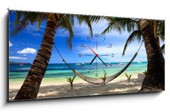 Obraz s hodinami 1D panorama - 120 x 50 cm F_AB22830909 - Perfect beach