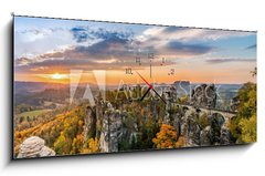Obraz s hodinami 1D panorama - 120 x 50 cm F_AB228384018 - Basteibrcke in der Schsischen Schweiz