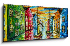 Obraz s hodinami 1D panorama - 120 x 50 cm F_AB229305954 - Original art oil and palette knife on canvas