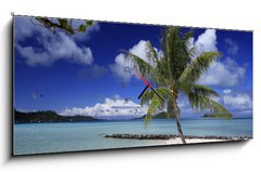 Obraz s hodinami 1D panorama - 120 x 50 cm F_AB23054977 - lagon et motu de Bora