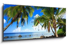 Obraz s hodinami 1D panorama - 120 x 50 cm F_AB231731646 - Palm trees in Kauai Hawaii in the morning