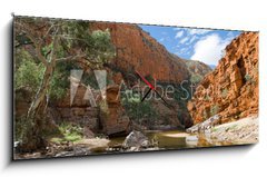 Obraz s hodinami 1D panorama - 120 x 50 cm F_AB23223038 - View of Ormiston Gorge, Macdonnell Ranges, Australia - Pohled na Ormiston Gorge, Macdonnell Ranges, Austrálie