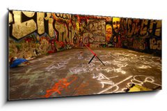 Obraz s hodinami 1D panorama - 120 x 50 cm F_AB2324481 - graffiti wide angle with paint roller - graffiti široký úhel s malířským válečkem