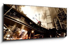 Obraz s hodinami   Fast moving cars at night, 120 x 50 cm
