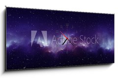Obraz s hodinami 1D panorama - 120 x 50 cm F_AB234093388 - 360 degree space nebula panorama, equirectangular projection, environment map. HDRI spherical panorama. Space background with nebula and stars - Panorama vesmírné mlhoviny 360 stupňů, ekvirektangulární projekce, mapa prostředí. HDRI sférické panorama. Vesmírné pozadí s mlhovinou a hvězdami