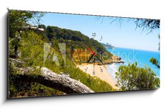 Obraz s hodinami   Cala Fonda beach, Tarragona, Spain, 120 x 50 cm