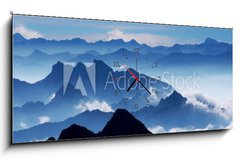 Obraz s hodinami 1D - 120 x 50 cm F_AB23674455 - Traumpanorama (Blick von Zugspitze)-View from Mt Zugspitz - Panorma sn (pohled z Zugspitze)