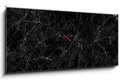 Obraz s hodinami 1D panorama - 120 x 50 cm F_AB236902910 - Natural black marble texture for skin tile wallpaper luxurious background, for design art work. Stone ceramic art wall interiors backdrop design. Marble with high resolution