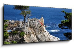 Obraz s hodinami 1D panorama - 120 x 50 cm F_AB23885675 - The Lone Cypress in Pebble Beach, 17 Mile Drive, Monterey