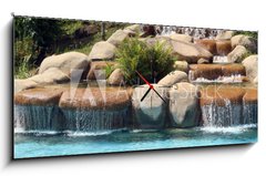 Obraz s hodinami   Man make waterfall, 120 x 50 cm