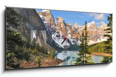 Obraz s hodinami 1D panorama - 120 x 50 cm F_AB23984590 - Moraine Lake Sunrise 2