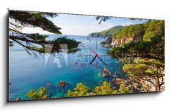 Obraz s hodinami   russian primorye seashore, 120 x 50 cm