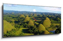 Obraz s hodinami 1D panorama - 120 x 50 cm F_AB242300019 - chocolate hill in aerial view, Bohol Philippines - čokoládový kopec v leteckém pohledu, Bohol Filipíny
