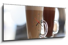 Obraz s hodinami 1D panorama - 120 x 50 cm F_AB2427665 - cafe - latte