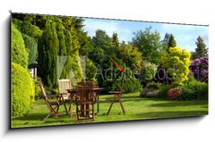 Obraz s hodinami 1D panorama - 120 x 50 cm F_AB24338253 - English Garden