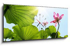 Obraz s hodinami   Lotus, 120 x 50 cm