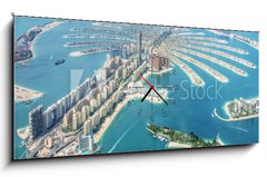 Obraz s hodinami 1D - 120 x 50 cm F_AB244692979 - Aerial view of Dubai Palm Jumeirah island, United Arab Emirates