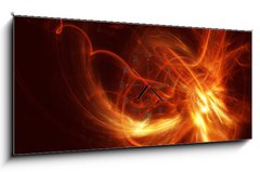 Obraz s hodinami 1D panorama - 120 x 50 cm F_AB24786188 - Fiery power fractal on a black background