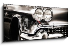 Obraz s hodinami 1D panorama - 120 x 50 cm F_AB24978437 - American Classic Caddilac Automobile Car.