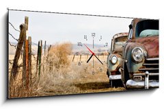 Obraz s hodinami 1D panorama - 120 x 50 cm F_AB2509010 - vintage cars